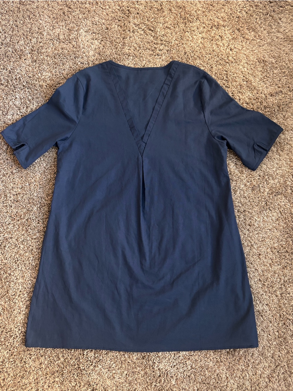 Navy Floral Appliqué Tunic/Mini Dress • Artsy Lagenlook Pocket Dress Size L - Picture 5 of 9